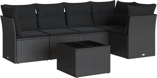 vidaXL-6-delige-Loungeset-met-kussens-poly-rattan-zwart