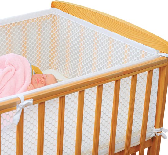 Bumper bébé Tour de lit bébé certifié Oeko-TEX, tour de lit bébé respirant pour berceau 60 x 120 cm, bord de lit bébé, conforme au mesh 3D de haute qualité