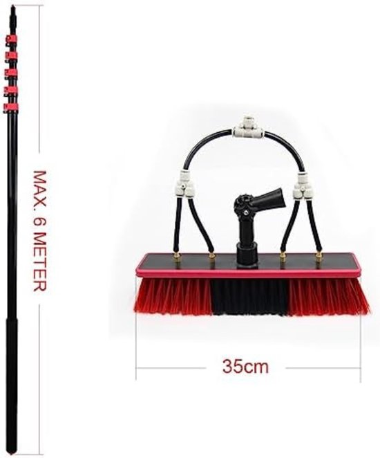 Raamreiniger met telescoopsteel (146 cm), professionele raamwisser met siliconen trekker en microvezelschrobber, raamreinigingsset voor badkamer, douche, glas, spiegel, auto