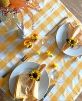 Nappe à grande carreaux, jaune 200 cm ronde (sans repassage) - été - Pâques - pique-nique - décoration Pâques