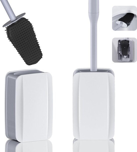 Nevana Siliconen Toiletborstel met Houder - WC borstel - Toiletborstel houder - Hygiënische TPR borstelharen - Zwart