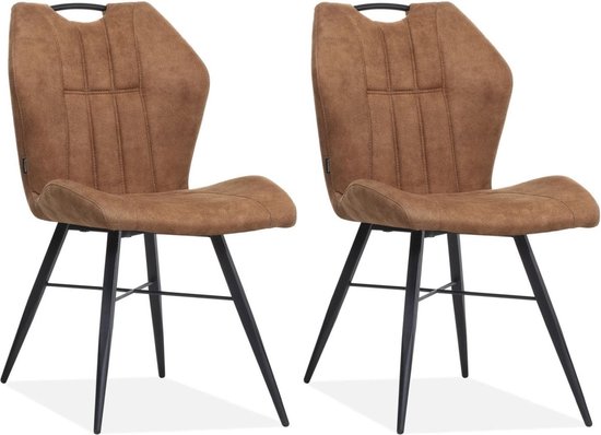 MX Sofa Eetkamerstoel Scala luxor kleur: Cognac (set van 2 stoelen)