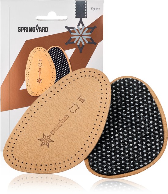 Springyard Therapy Leather Front Insoles - inlegzolen voorvoet leder - droge voeten - frisse schoenen - 1 paar - maat 39/40 - L