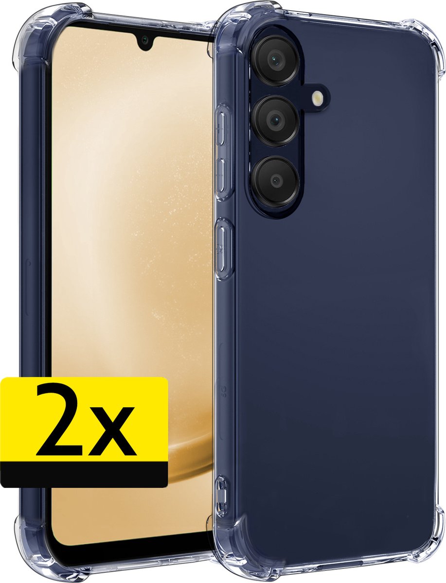 Hoesje - 2 Stuks - Geschikt voor Samsung Galaxy A25 - Sterk & Shockproof - Siliconen Case - Back Cover - Telefoon Hoes Shock Proof - Telefoonhoesjes - Transparant