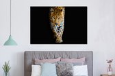 Décoration murale Métal - Peinture Aluminium Industrielle - Léopard - Animaux - Portrait - Animaux sauvages - Zwart - 150x100 cm - Dibond - Photo sur aluminium - Décoration murale industrielle - Pour le salon / chambre
