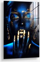 Wallfield™ - Blue Woman | Glasschilderij | Gehard glas | 60 x 90 cm | Magnetisch Ophangsysteem