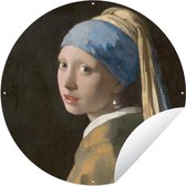 Tuincirkel Meisje met de Parel - Schilderij van Johannes Vermeer - 120x120 cm - Ronde Tuinposter - Buiten XXL / Groot formaat!