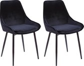 Set van 2 stoelen MASURIE - Fluweel - Zwart L 49 cm x H 85.5 cm x D 56 cm