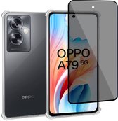 Geschikt voor OPPO A79 5G - Hoesje + Privacy Screenprotector – Privé - Gehard Glas Cover