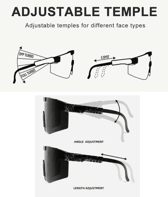 Flamengo® Sport Zonnebril - TR90 Frame+TAC Lens - Viper Glasses - Wintersport zonnebril - sneeuw - ski bril - Fietsbril - Sportbril - UV 400 gepolariseerd Blauw Wit - Flamengo