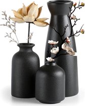 SHOP YOLO Lot de 3 vases modernes en céramique, idéal pour la ferme rustique et la décoration de la maison en herbe de la Pampa