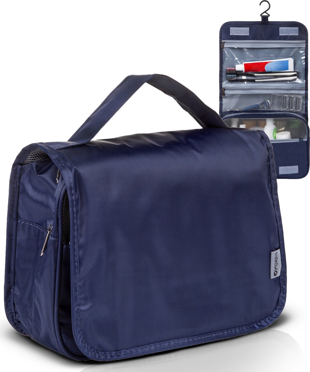 ForDig Reis Toilettas met haak (Blauw) - Heren - Dames - Hangend - Waterafstotend - Toiletry Bag - Blauw