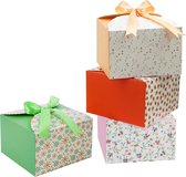 Belle Vous 20 Pak Geschulpte Papieren Vierkante Geschenk Doosjes met Lint – 14,7 x 14,7 x 9,4 cm – Kleine Doosjes voor DIY Huwelijk en Feestgeschenken, Handgemaakte Zeep & Snoep