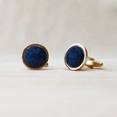 Ava & Imber | Lapis Lazuli Manchetknopen Verguld | Gouden Manchetknopen voor Mannen | Manchet Cufflinks met natuursteen Goud met Blauw