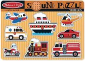 Melissa & Doug Geluidspuzzel met voertuigen - Houten knoppuzzel met geluidseffecten (8 stukjes) - Ontwikkelingsspeelgoed voor Kinderen - Geweldig Cade