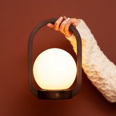 Tavellio – Tafellamp Skye – Donkerbruin – 100% Hout & Glas –, Draadloos & USB – Touch schakelaar – Oplaadbare Tafellamp – Tafellamp op Accu en Batterij – Kampeerlamp – Campinglamp – Nachtlampje – Tafellamp Binnen & Buiten – 27CM – brandt tot 80 uur