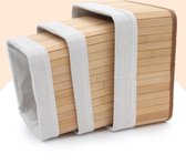 YellowPack 3x opbergmand bamboe - 15,5l - Vierkant - badkamermandjes - kast mand - stapelbaar - naturel - Multifunctionele tafel mand - Opberg Box/Doos/Mand/Vakken - Opbergsysteem