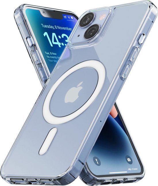 My Case Hoesje geschikt voor iPhone 14 MagSafe Transparant - Shock proof case Hoes doorzichtig
