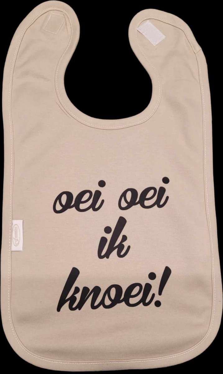 Goedkoopste oei oei ik knoei - slab - kraamcadeau - geschenk - baby - peuter- knoeien - zand zwart