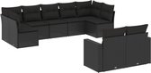 vidaXL - 9-delige - Loungeset - met - kussens - poly - rattan - zwart