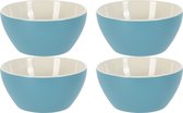 Excellent Houseware Bols/plats à soupe - 4x - Acapulco - porcelaine - D14 x H6,5 cm - bleu