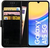 Rosso Element Book Case Wallet Hoesje Geschikt voor Samsung Galaxy A15 | Portemonnee | 3 Pasjes | Magneetsluiting | Stand Functie | Zwart