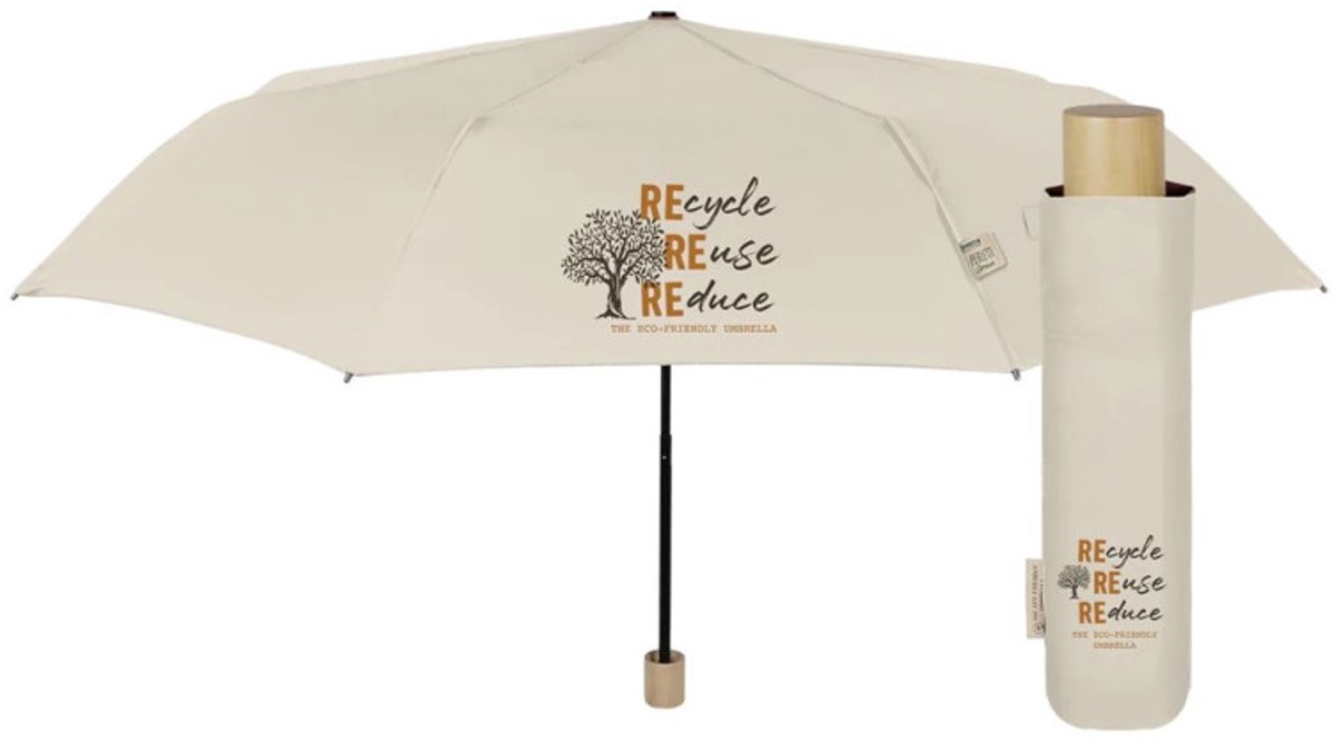 Beige opvouwbare paraplu van Perletti
