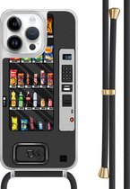 Casimoda® - iPhone 14 Pro Max hoesje met zwart koord - Snoepautomaat - Afneembaar koord - TPU/polycarbonaat