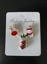 Kerst broche Pin Set voor Vrouwen Boom Sneeuwpop Kerstman Rendier Cap Broche Pins Kerst Outfits voor Vrouwen Stocking Stuffers, Metaal, Geen edelsteen