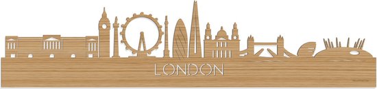 Skyline London Bamboe hout - 80 cm - Woondecoratie - Wanddecoratie - Meer steden beschikbaar - Woonkamer idee - City Art - Steden kunst - Cadeau voor hem - Cadeau voor haar - Jubileum - Trouwerij - WoodWideCities