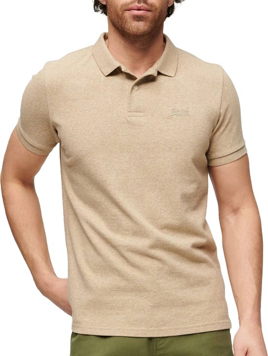 Superdry Classic Poloshirt Melange Beige - Maat XXL - Heren