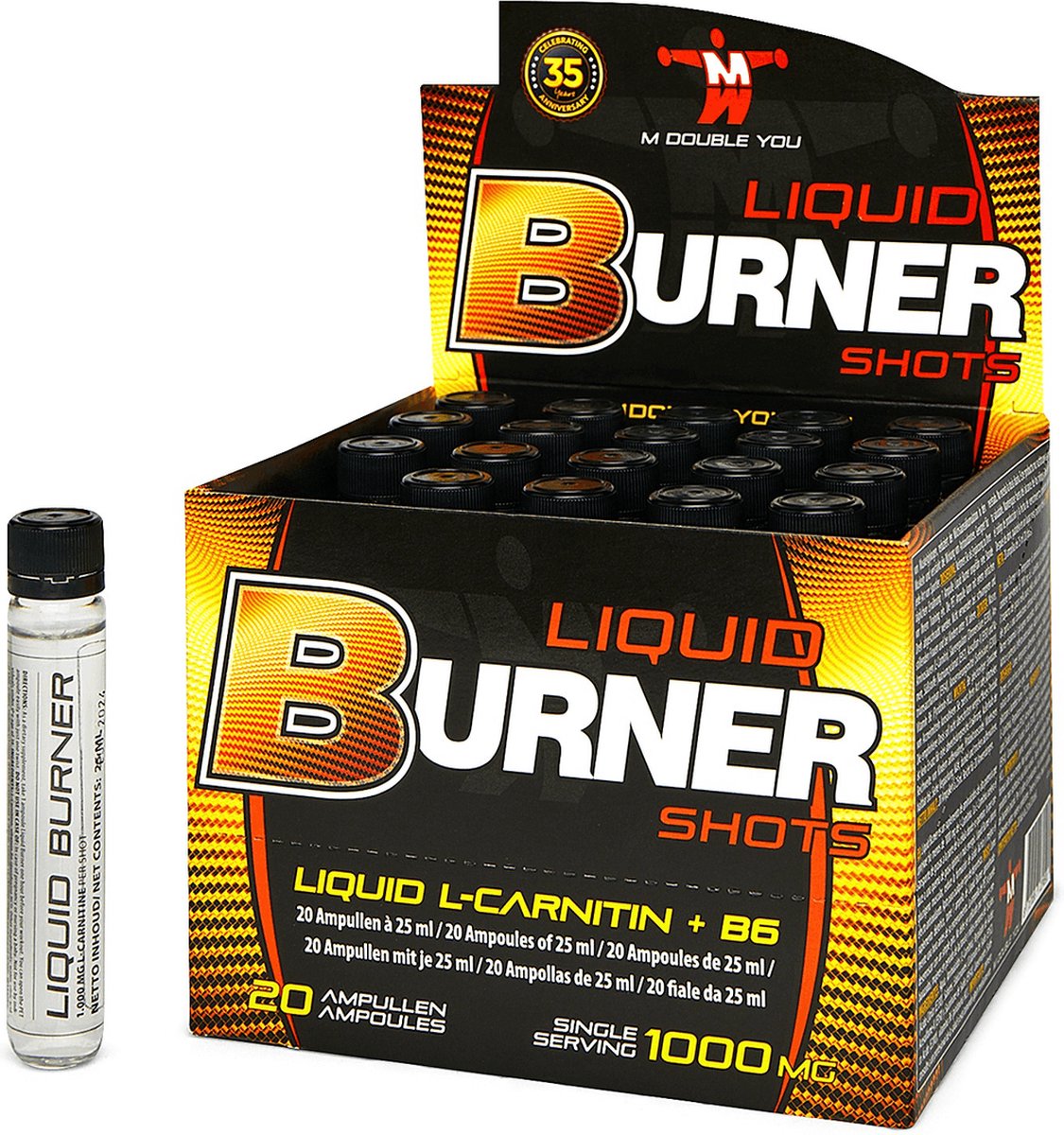 Goedkoopste Liquid Burner (20 x 25 ml) - M Double You - L-Carnitine - Vitamine B6 - Fatburner - Afvallen - Vetverbrander - Vloeibaar