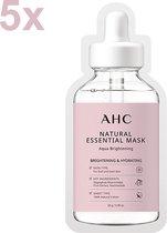 AHC - Natural Essential Mask - Aqua Brightening - Korean Sheet Mask - 5x 28g - Voordeelverpakking