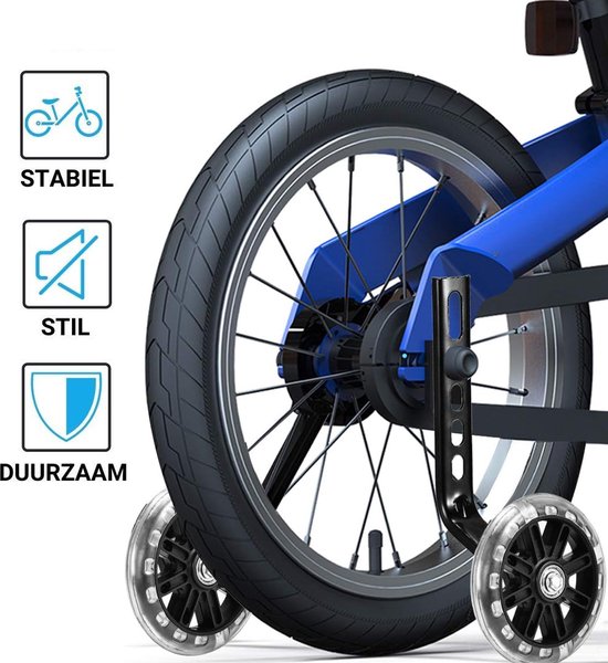TIKKENS® Zijwieltjes - 12-20 Inch - LED lichtjes - Zijwieltjes voor Kinderfiets - Zwart - 12 inch/14 inch/16 inch/18 inch/20 inch - Zijwielen - Kinderfietsaccessoires van Merkloos — afbeelding 3
