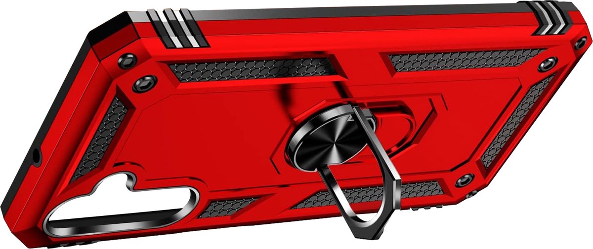 Avizar Case Geschikt voor Samsung A25 5G hybride ring magnetische houder, Rood