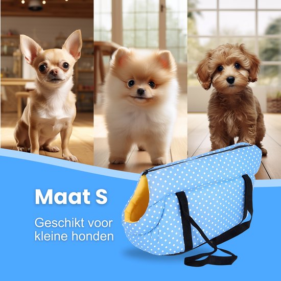 Hondentas voor Honden en Katten – Draagzak Hond – Hondendraagtas Blauw – Huisdieren Draagtas - Maat S - 35x22cm - SH VISION