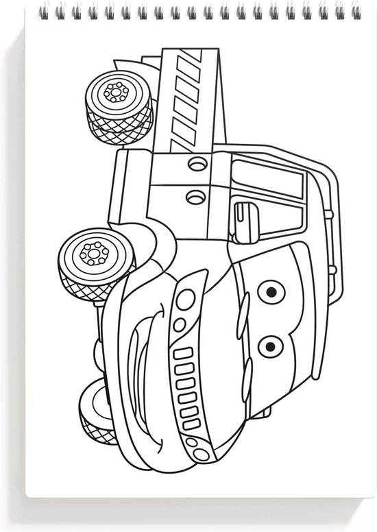 Auto's A5 kleurblok - 50 Kleurplaten - kleurblok met 50 cartoon auto's - kleurplaten voor kinderen - 14.8cm x 21cm