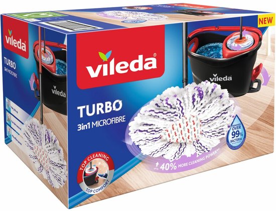 Vileda TURBO 3in1 mop met zwenkkop + pedaalemmer - Vileda