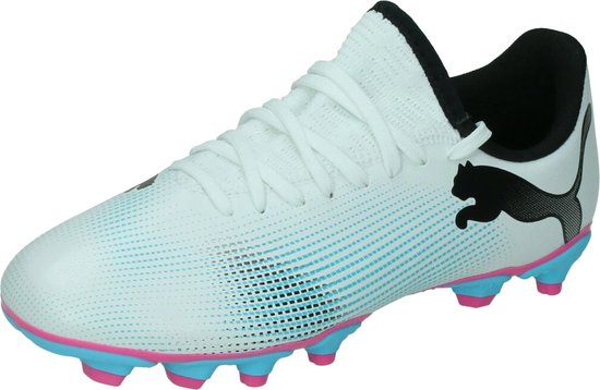 PUMA FUTURE 7 PLAY FG/AG Jr FALSE Sportschoenen - PUMA White-PUMA Black-Poison Pink - Maat 37.5