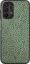 Casimoda® hoesje - Geschikt voor Samsung Galaxy A23 - Green Confetti - Zwart TPU Backcover - Geruit/gestreept/gestipt - Groen