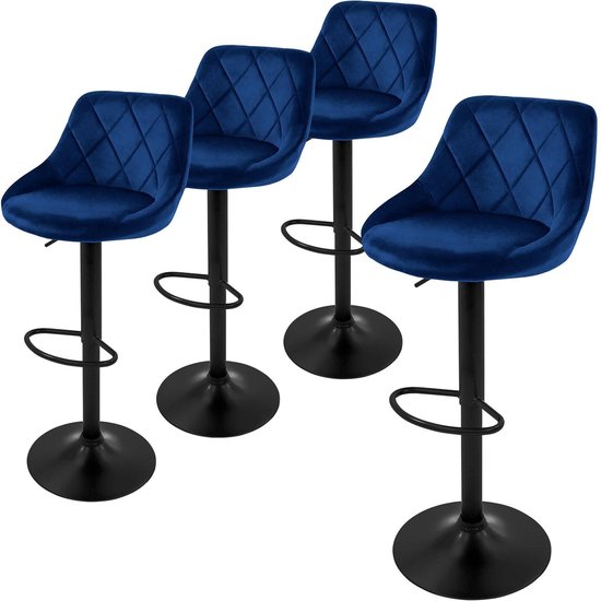 Barkruk met Rugleuning Fluweel Verstelbaar Draaibaar 4Rico QS-B16G Goud-Zwart
