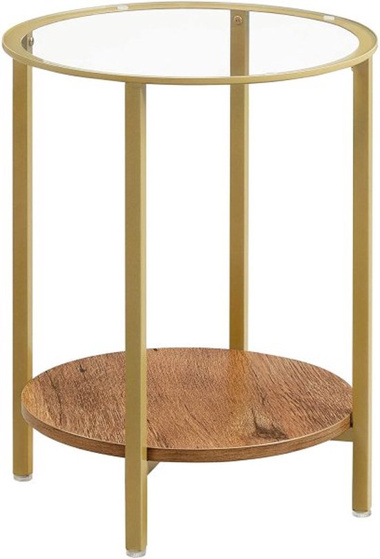 Tribesigns Ronde salontafel, industriële cirkel, 2 niveaus, salontafel