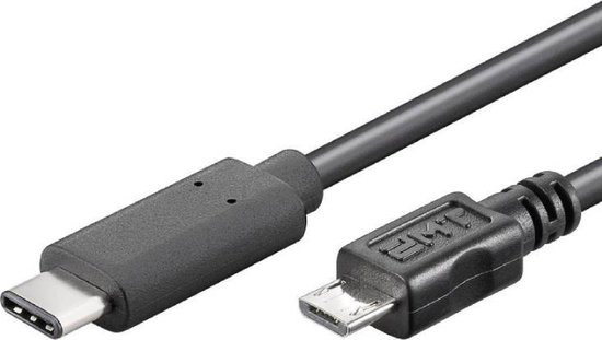 Goobay 67992, 0,6 m, Micro-USB B, USB C, USB 2.0, 480 Mbit/s, Noir