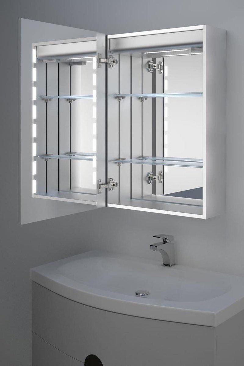 Aluminium badkamer spiegelkast met verlichting, verwarming, sensor | bol.com