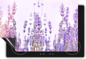 Chefcare Inductie Beschermer Paarse Lavendel Bloemen - 90x50 cm - Afdekplaat Inductie - Kookplaat Beschermer - Inductie Mat
