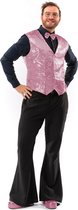Original Replicas - Glitter & Glamour Kostuum - Paillettenvest Met Strik Pretty Pink Man - Roze - 4XL - Kerst - Verkleedkleding