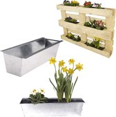 Zinken Bloembakken Geschikt Voor Europallets, Plantenbak, Palletbloembak 38 x 12 x 9 cm - 4 Stuks