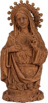 Clayre & Eef Decoratie Beeld Maria 28 cm Bruin Polyresin Religious sculpture