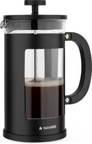 French Press Koffiezetapparaat met roestvrijstalen filter, 1000 ml stempelkan, 16 x 9,6 x 21,5 cm, 1 liter koffiezetapparaat, perskan, ook voor thee