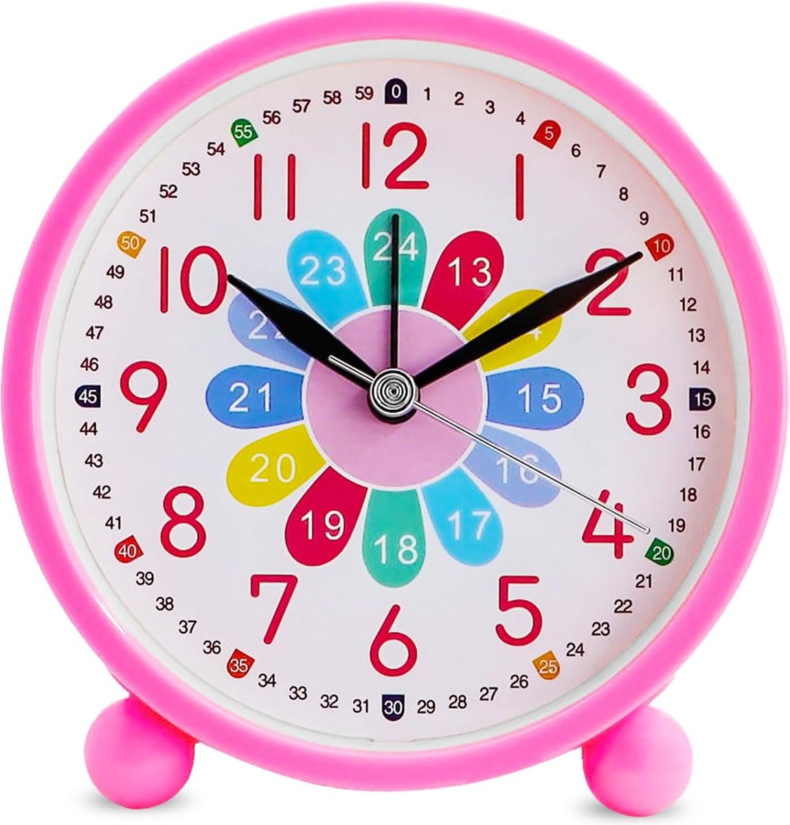 Kinderwekker, wekker, kinderklok, analoge wekker voor kinderen, jongens en meisjes, kinderwekker zonder tikken, analoge wekker zonder tikken, wekker met luid alarm, geschikt voor kinderkamerdecoratie